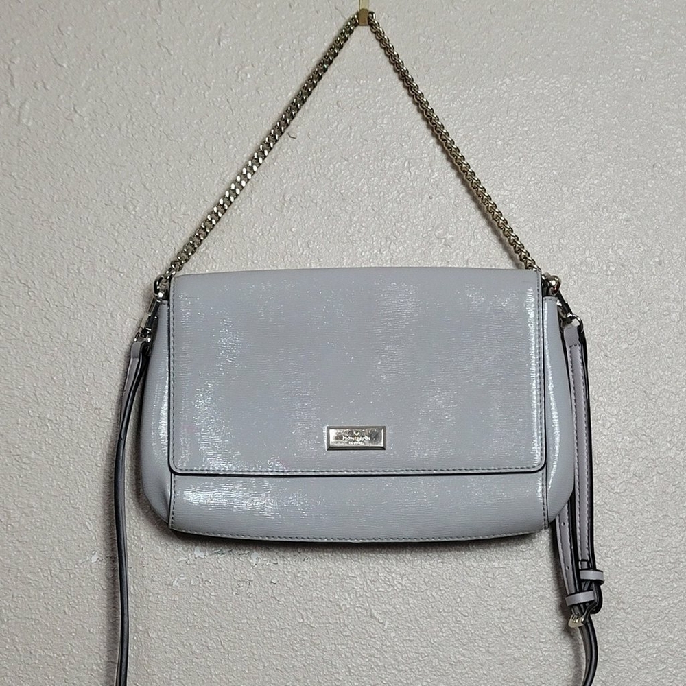 KATE SPADE Laurel Way Greer Crossbody Shoulder Bag Gray Leather Crossbody Strap